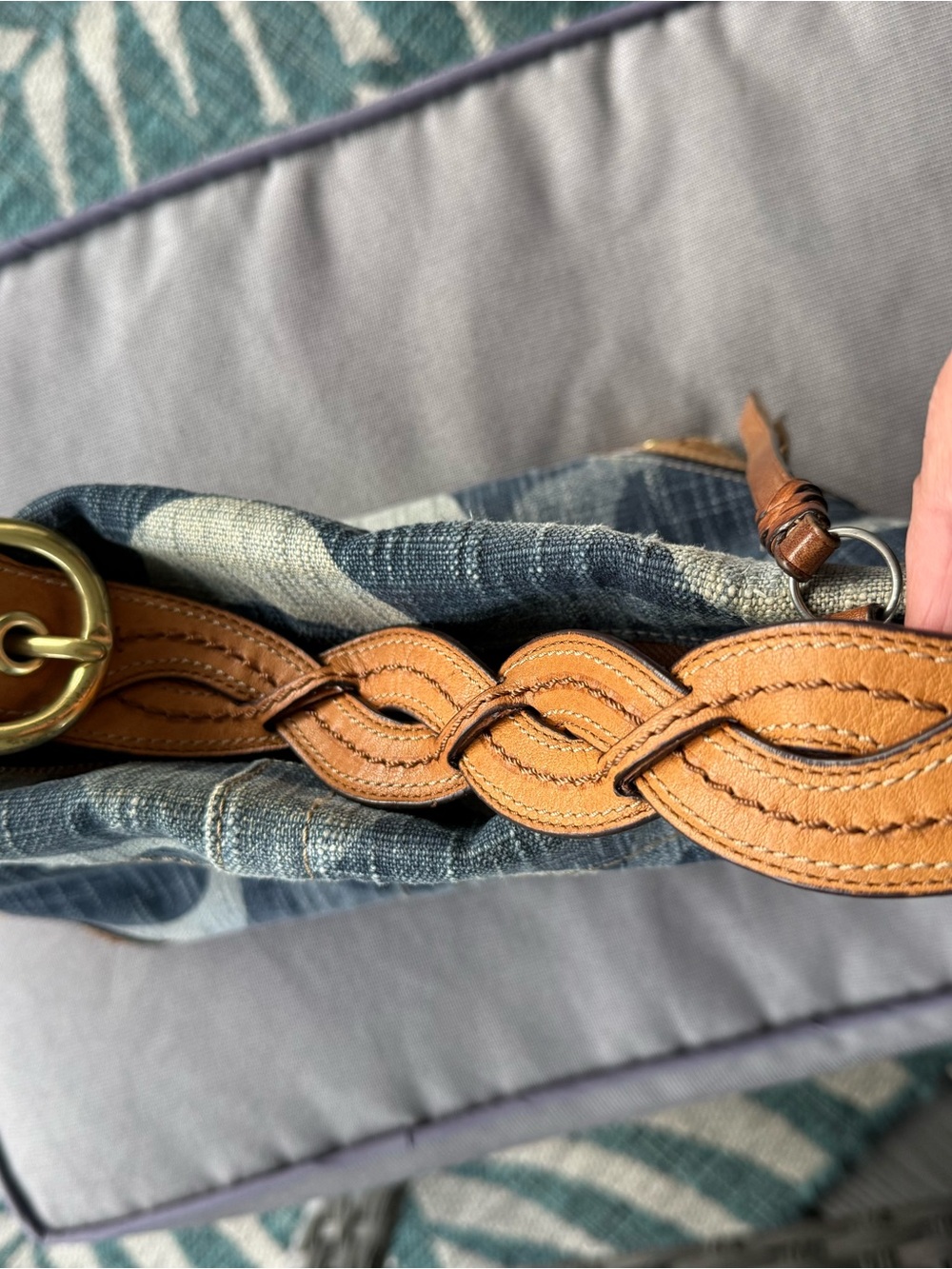 Coach Vintage 12197 Carly Blue Denim Signature “C” with Braided Leather Strap - Picture 6 of 16